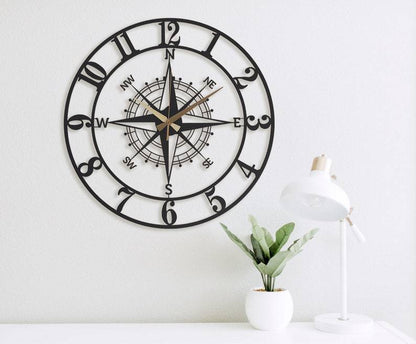 Creative Simple Compass Wall Clock Home Decoration