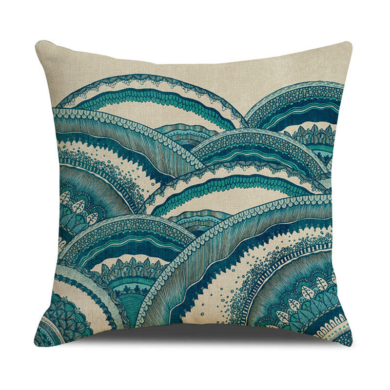 Home Fashion Simple Ocean Wave Digital Printed Pillowcase