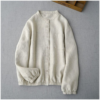 Japanese-style Classic Cotton And Linen Long Sleeve Shirt