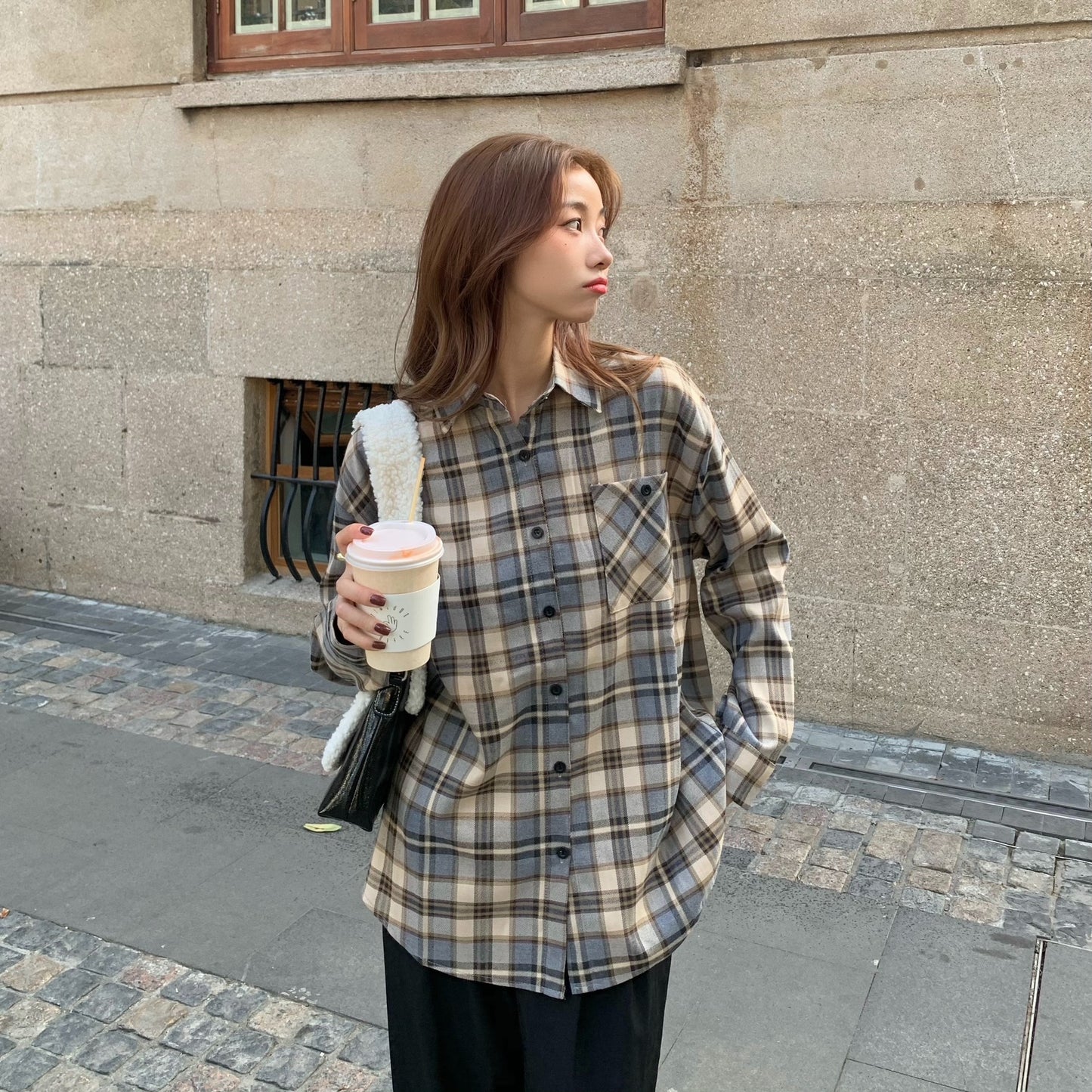 Autumn And Winter Plaid Shirt Women Retro Thick Long Sleeved Jacket