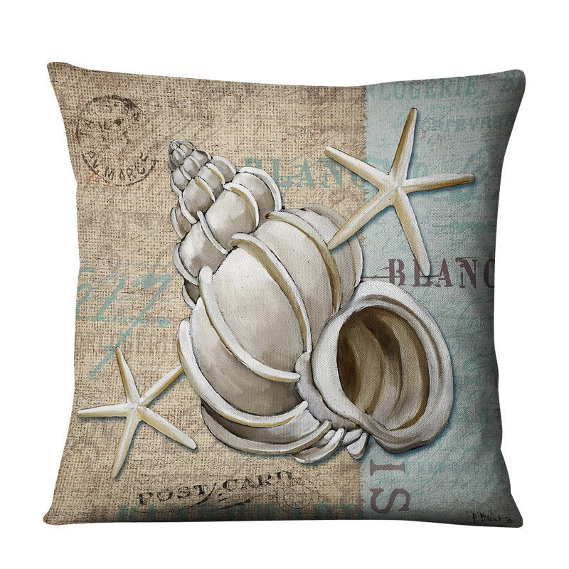 Retro Conch Shell Marine Animal Linen Pillowcase