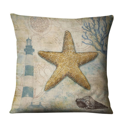 Retro Conch Shell Marine Animal Linen Pillowcase