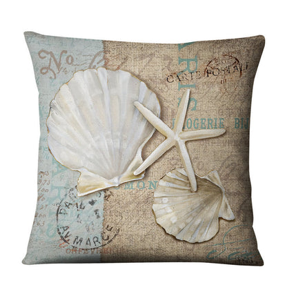 Retro Conch Shell Marine Animal Linen Pillowcase