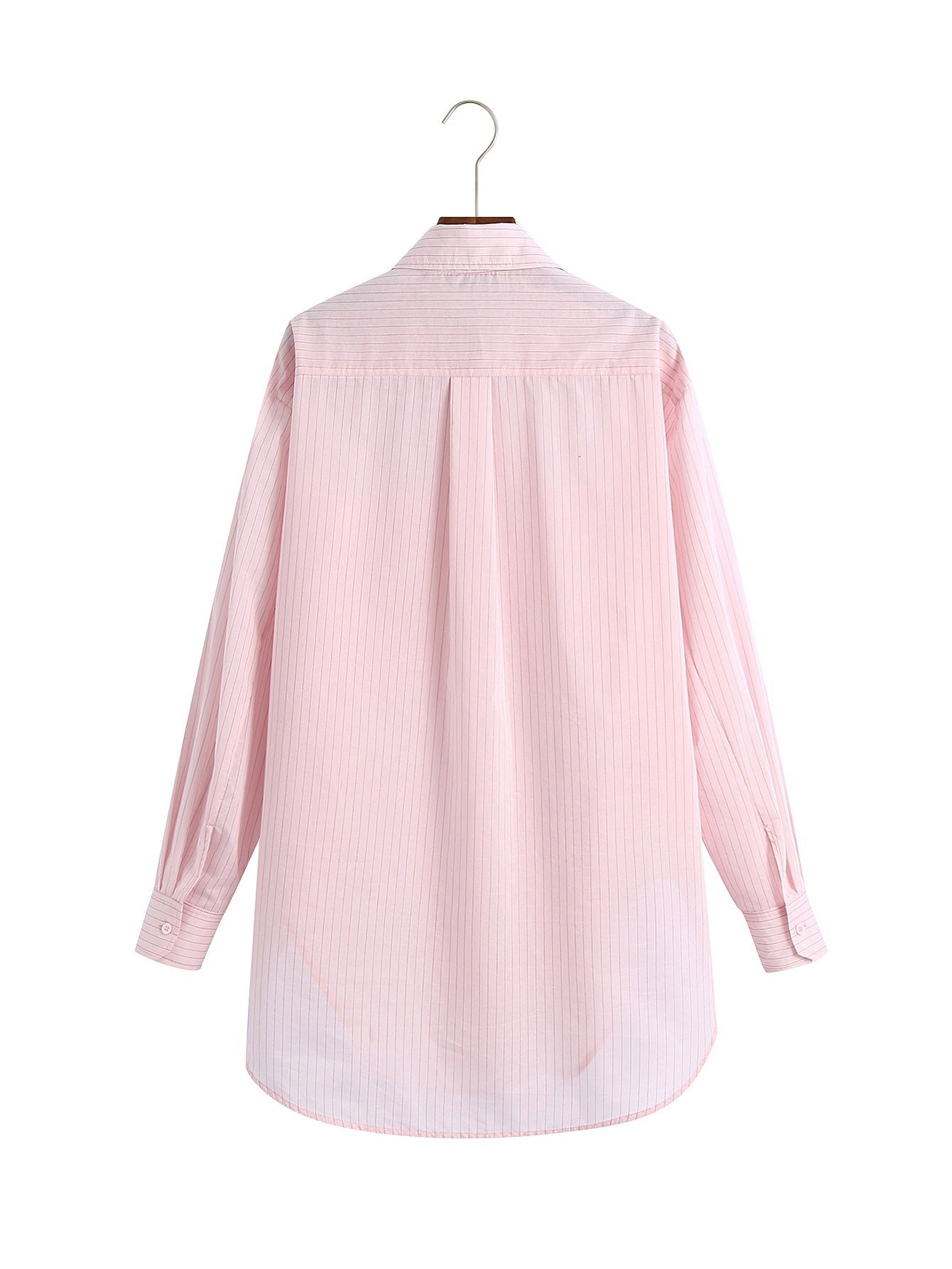 Lapel Single Pocket Striped Long-Sleeved Shirt