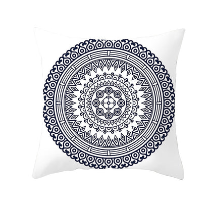 Blue And White Porcelain Throw Pillow Peach Skin Printed Sofa Cushion