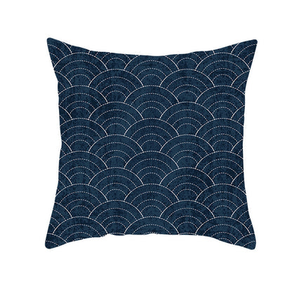 Blue And White Porcelain Throw Pillow Peach Skin Printed Sofa Cushion