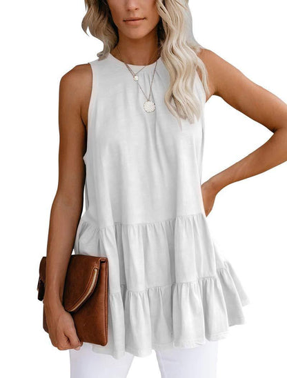 Sleeveless Loose Round Neck Shirt