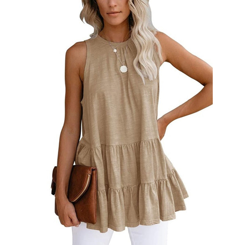 Sleeveless Loose Round Neck Shirt