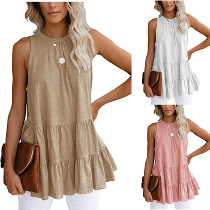 Sleeveless Loose Round Neck Shirt