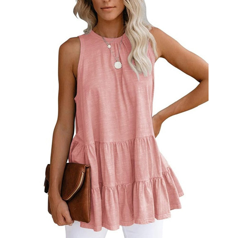 Sleeveless Loose Round Neck Shirt