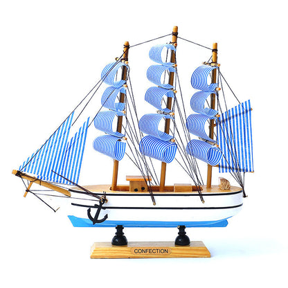 Wooden Sailboat Mediterranean Style Solid Wood Ornaments