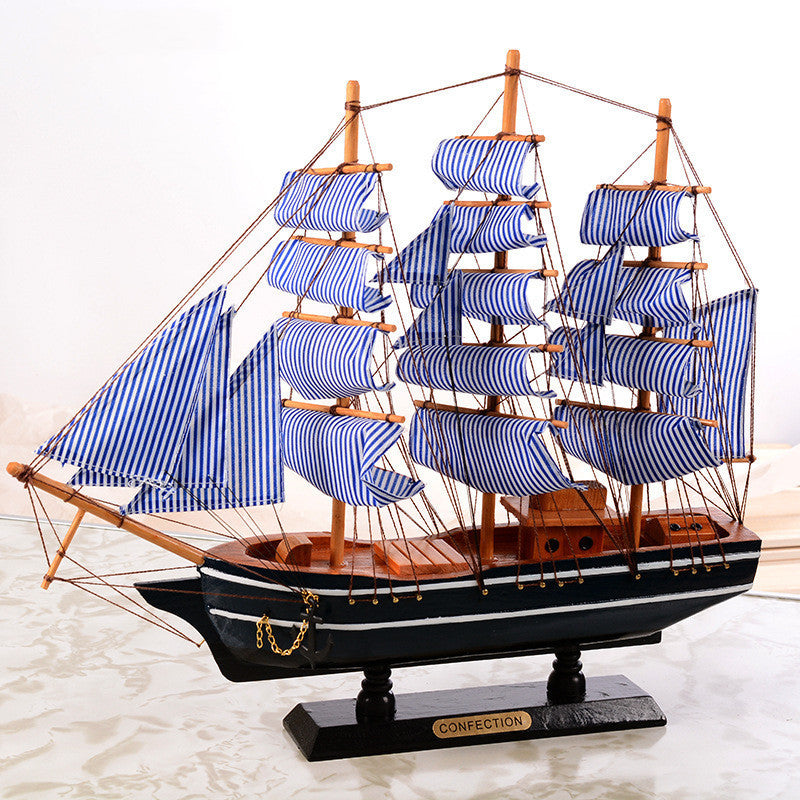 Wooden Sailboat Mediterranean Style Solid Wood Ornaments