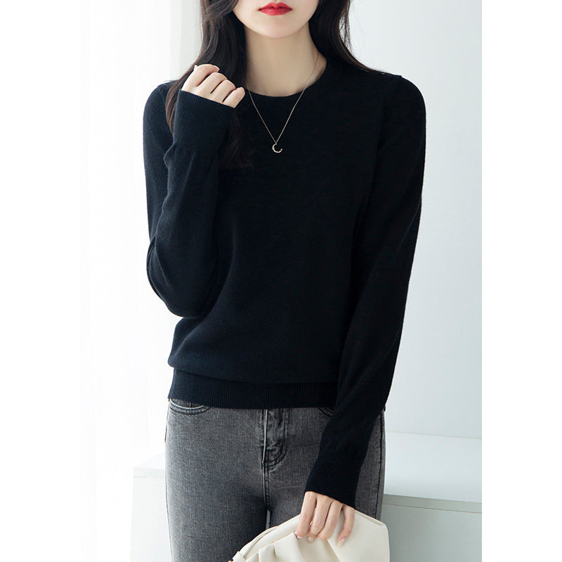 Autumn And Winter Half High Collar Loose Knitted Bottoming Shirt Sweater For Women