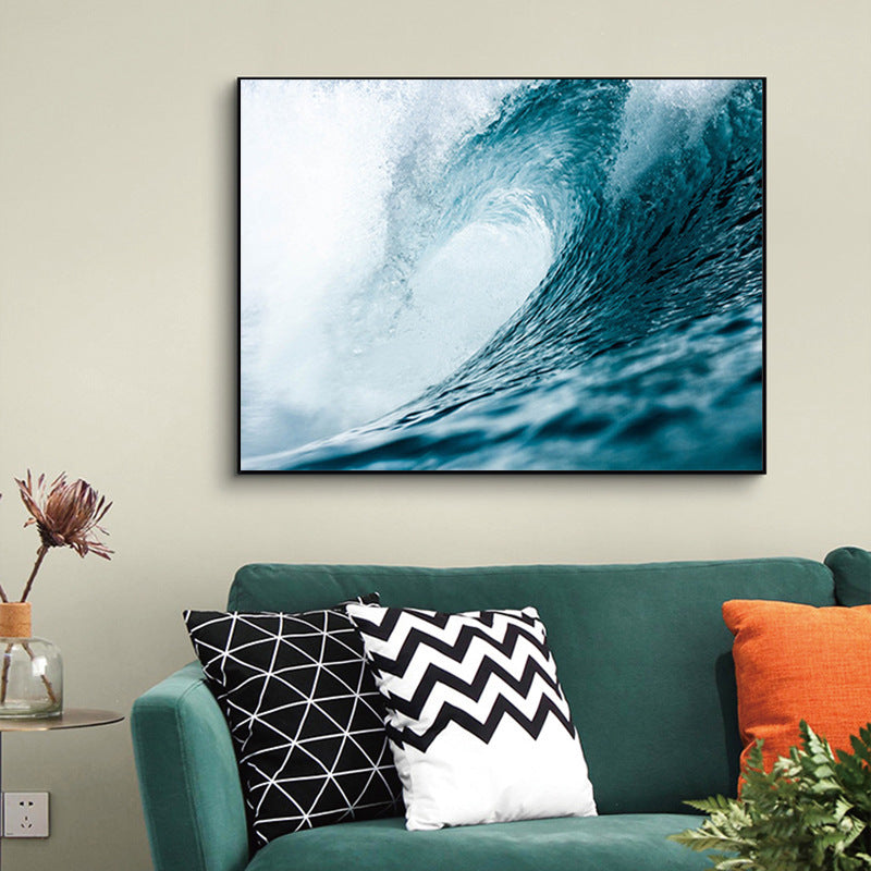 Ocean Wave, Blue Flower Oil Painting Nordic Decorative Painting