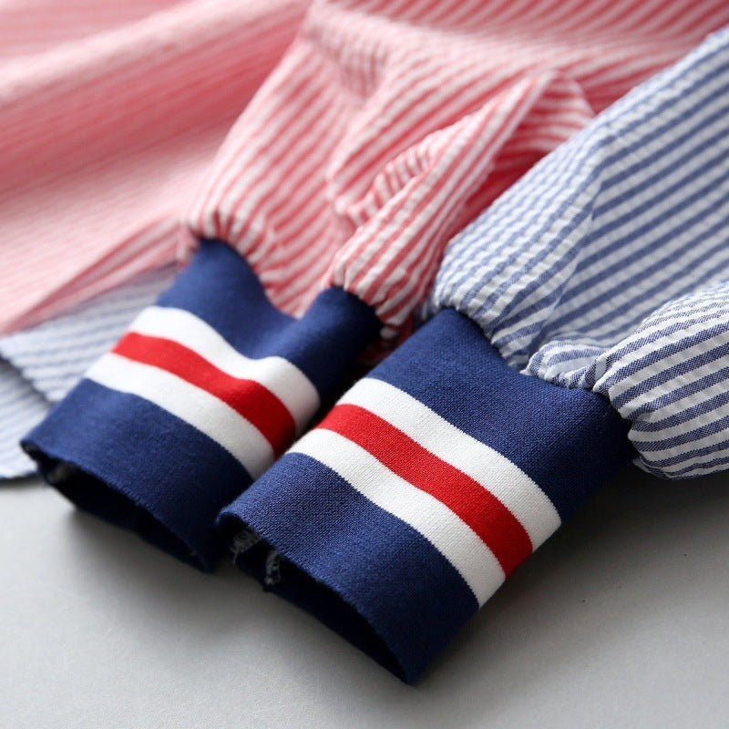 Temperament Striped  Slim V-neck Shirt