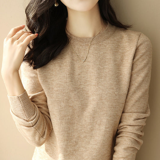 Autumn And Winter Half High Collar Loose Knitted Bottoming Shirt Sweater For Women