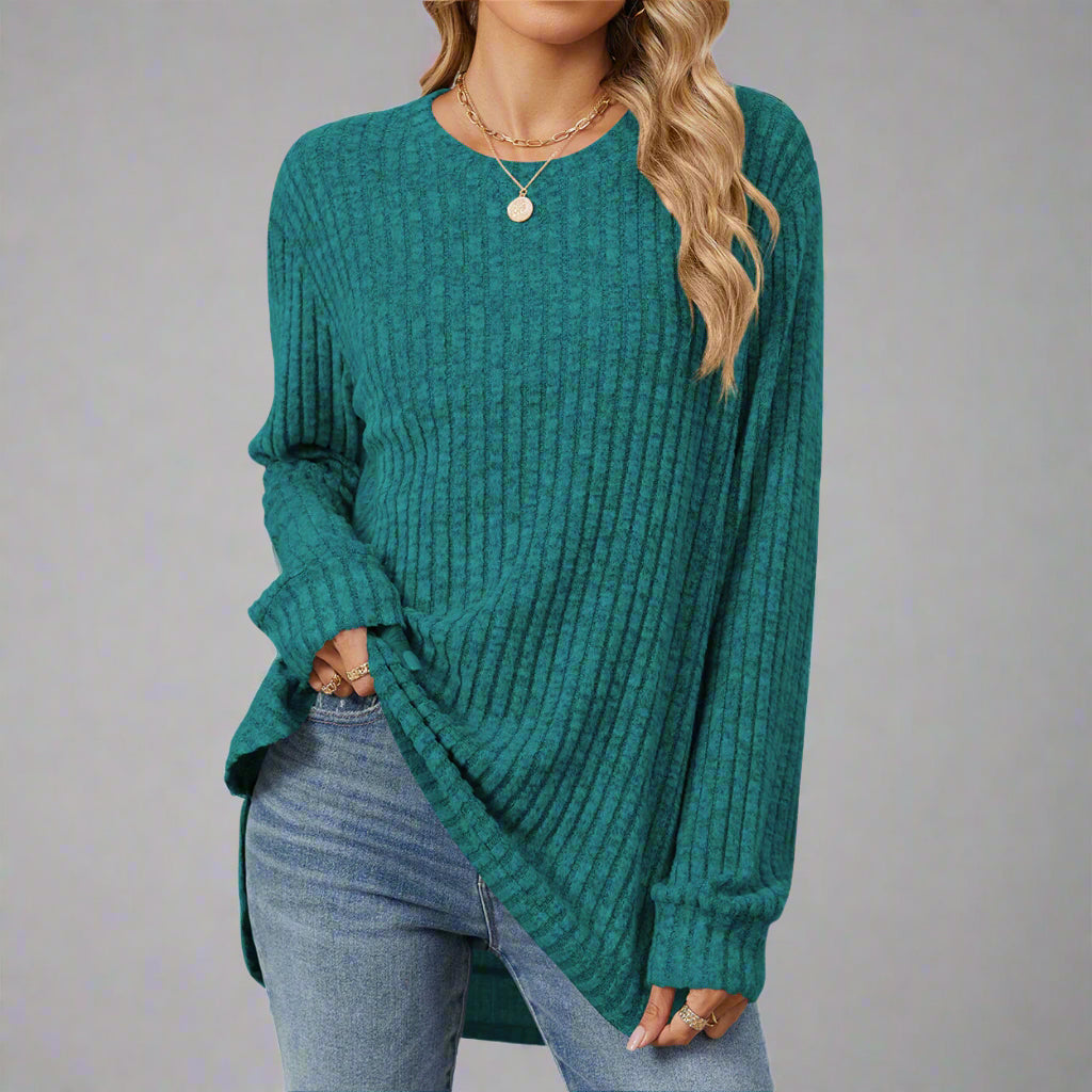 Round Neck Brushed Long Sleeve Shirt Sweater