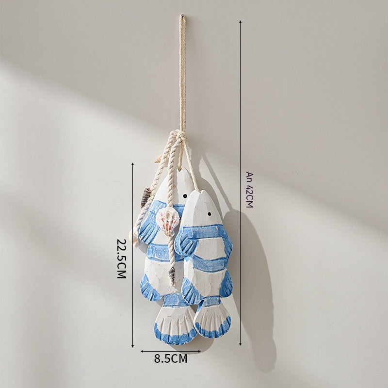 Retro Wood Mediterranean Fish Wall Hanging