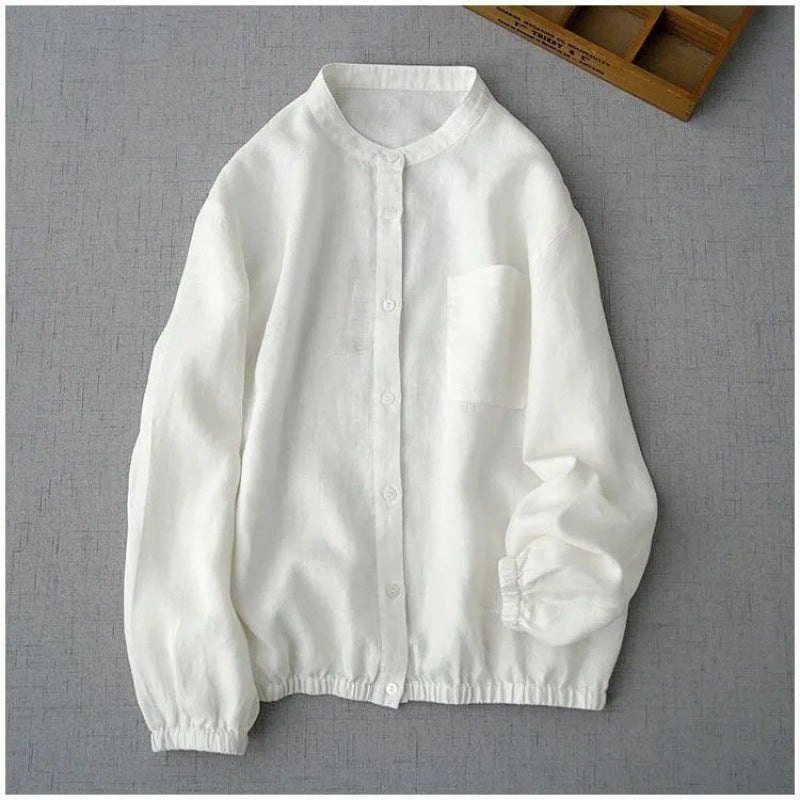 Japanese-style Classic Cotton And Linen Long Sleeve Shirt