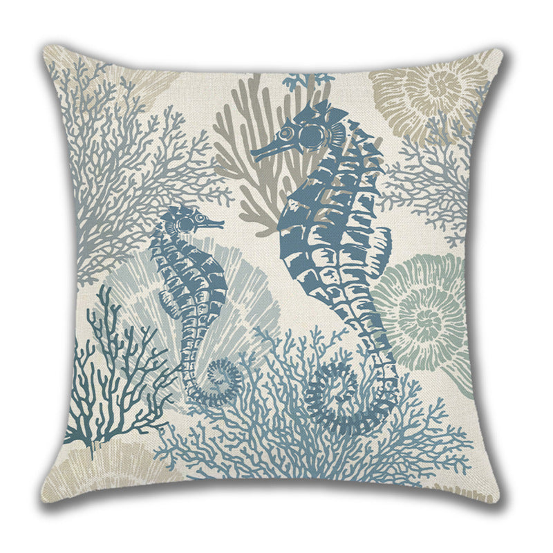 Home American Ocean Style Linen Pillow Cover