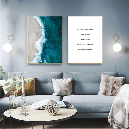 Ocean Wave, Blue Flower Oil Painting Nordic Decorative Painting