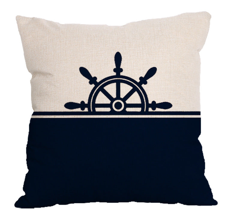 Blue Geometric Ocean Logo Cotton And Linen Pillow