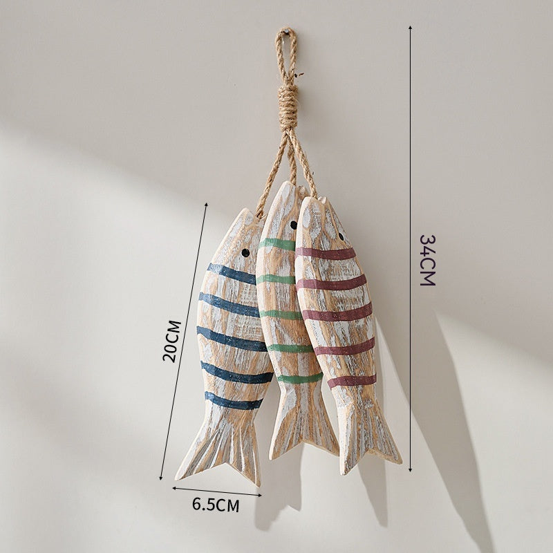 Retro Wood Mediterranean Fish Wall Hanging