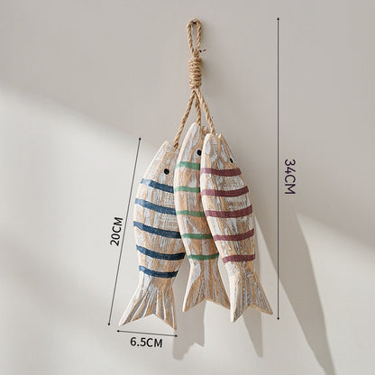 Retro Wood Mediterranean Fish Wall Hanging