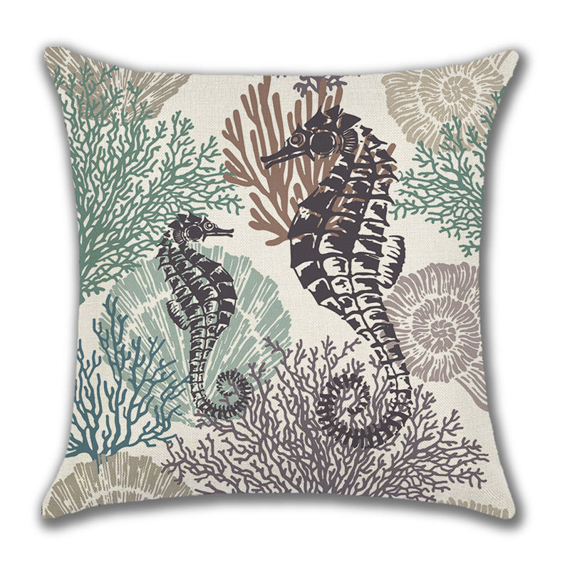 Home American Ocean Style Linen Pillow Cover