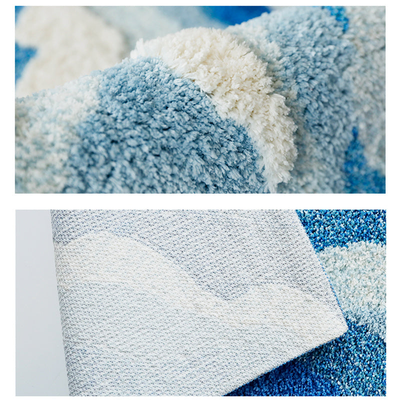 Blue Ocean Wave Bedroom Bedside Rug