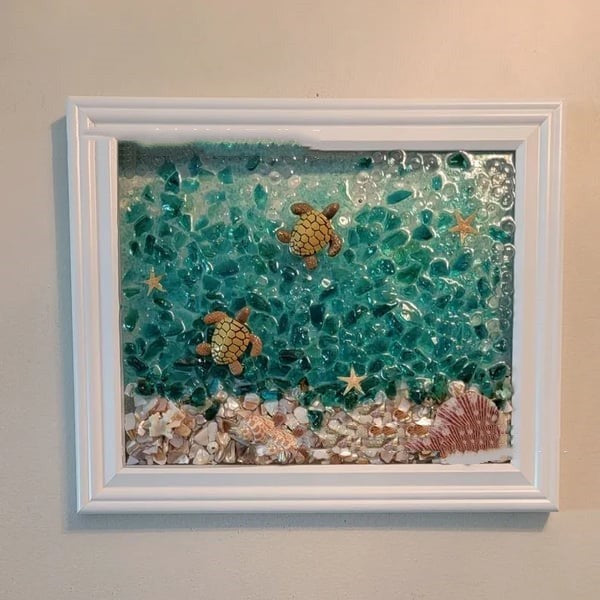 Sea Glass Art Home Decoration DIY Photo Frame