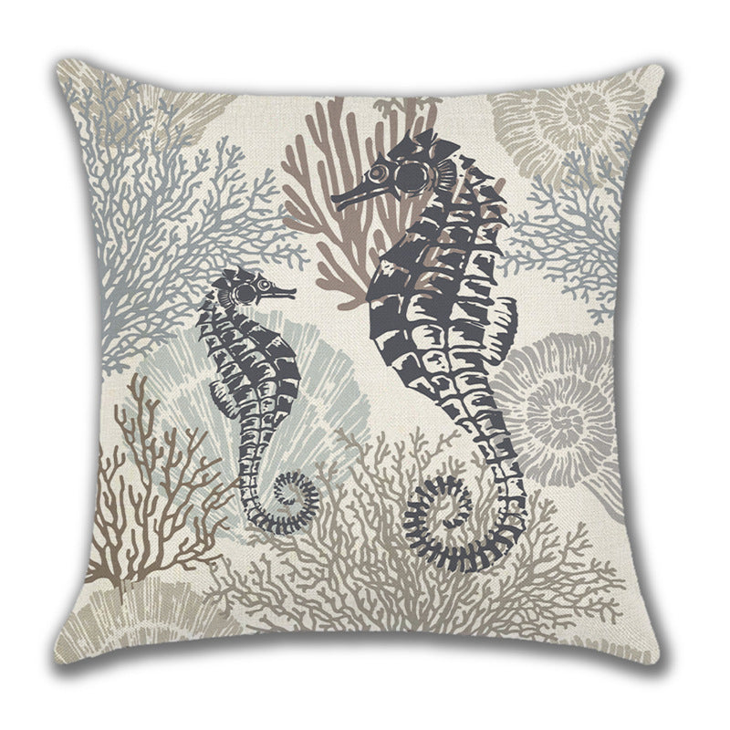 Home American Ocean Style Linen Pillow Cover