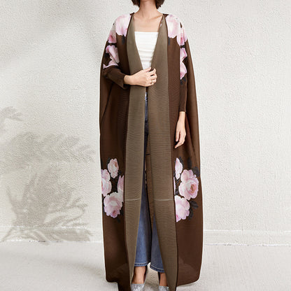 Women's Pleated Cardigan Robe Dress