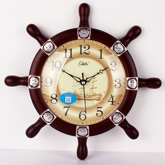 Living Room Silent Creative Small Boat Rudder Wall Clock