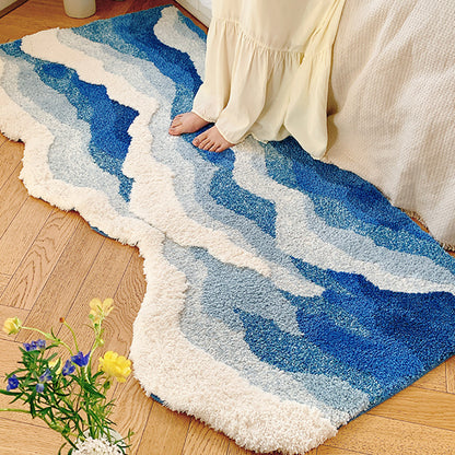 Blue Ocean Wave Bedroom Bedside Rug