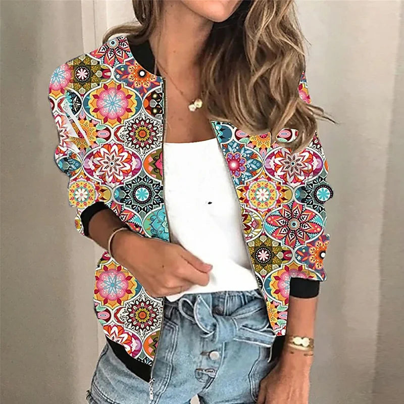 Vintage Floral Print Casual Coat