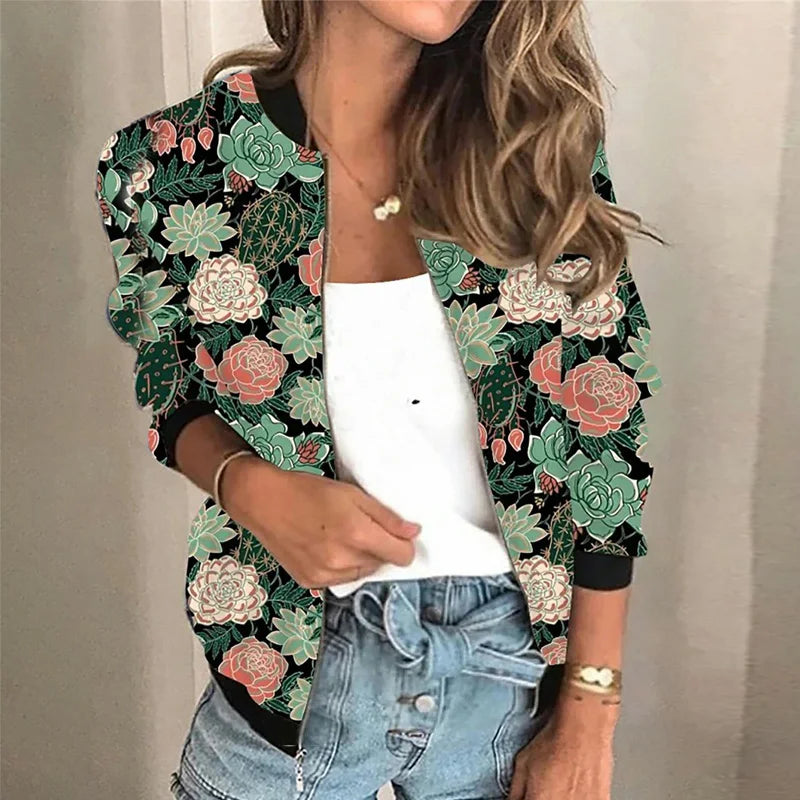 Vintage Floral Print Casual Coat