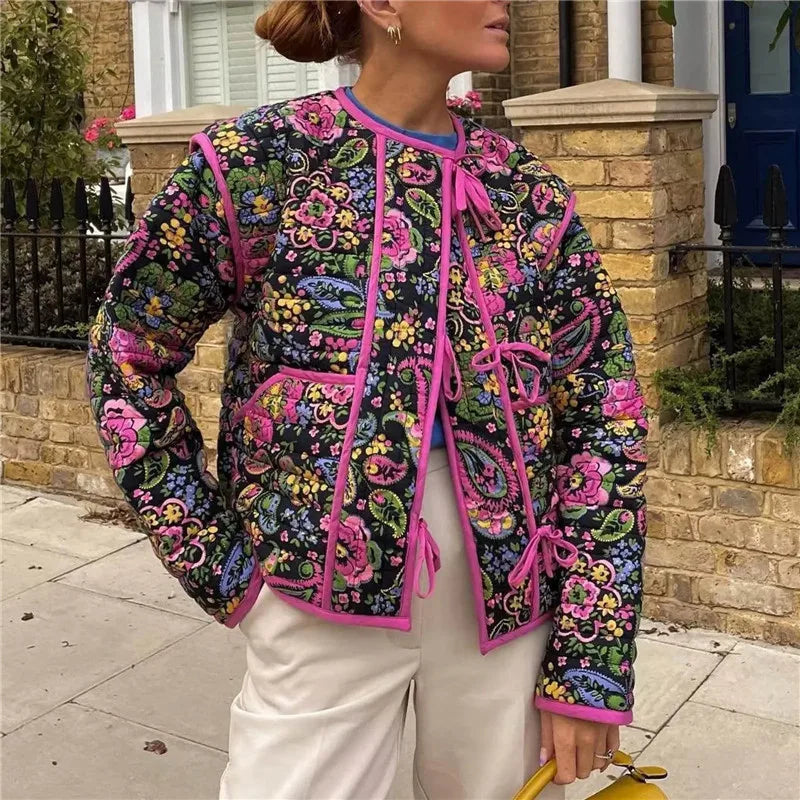 Retro Floral Puffer Jackets