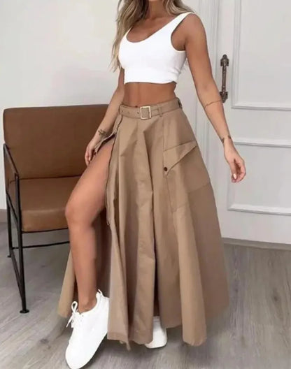 Zipper Pockets Long Skirt