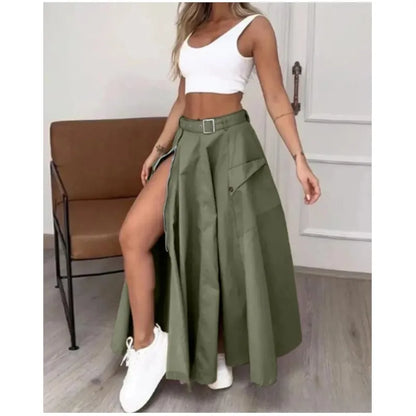 Zipper Pockets Long Skirt