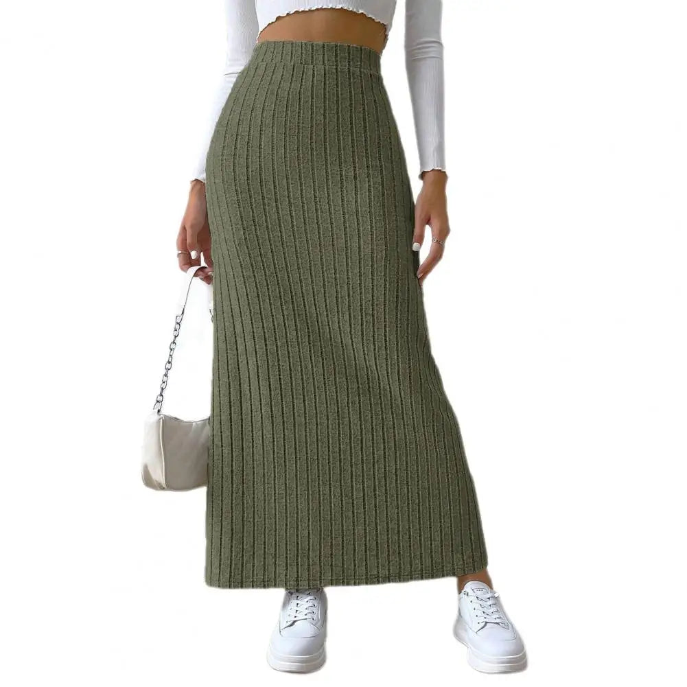 Maxi Ribbed Skirt High Waist