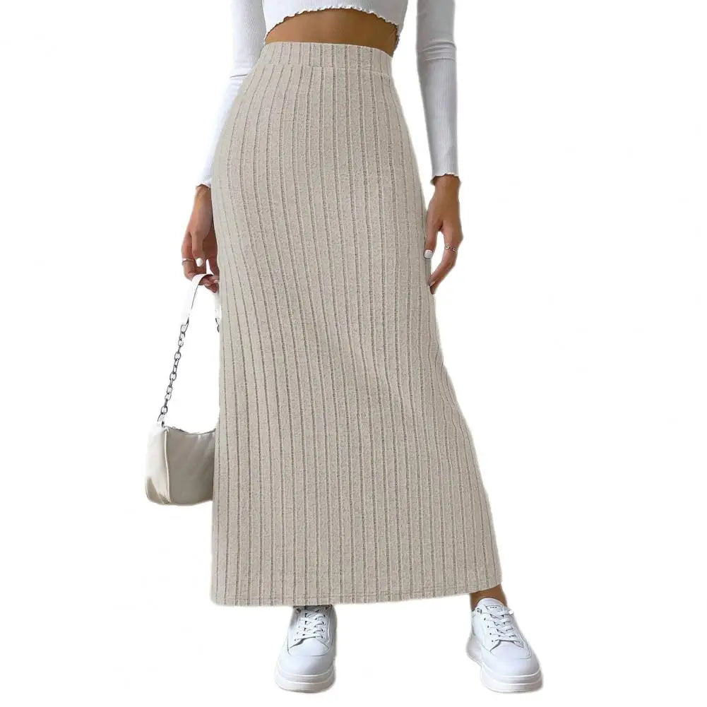 Maxi Ribbed Skirt High Waist