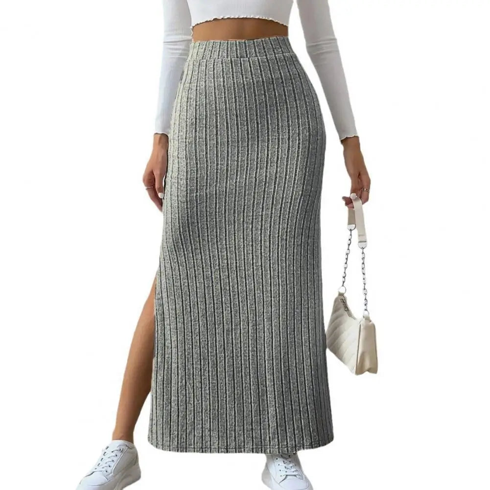 Maxi Ribbed Skirt High Waist