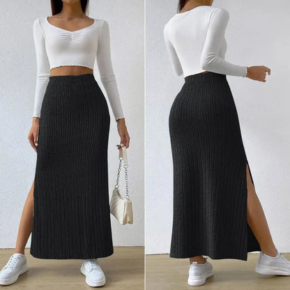 Maxi Ribbed Skirt High Waist