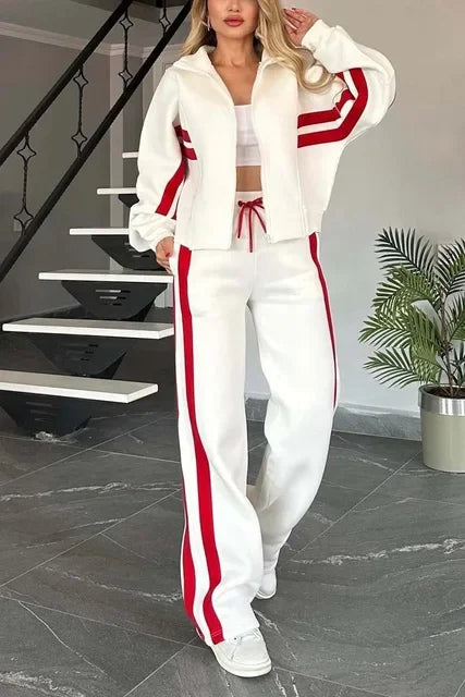 Striped Splice Women's Tracksuit - 2-Piece Set