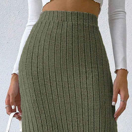 Maxi Ribbed Skirt High Waist