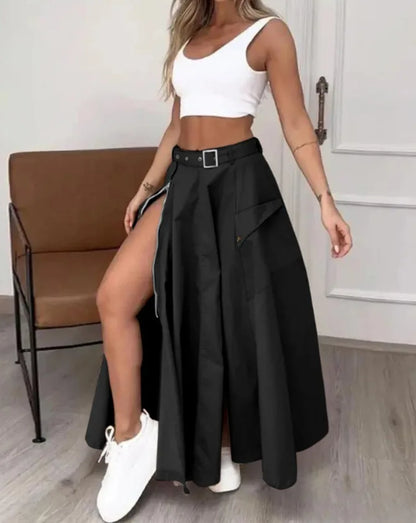 Zipper Pockets Long Skirt