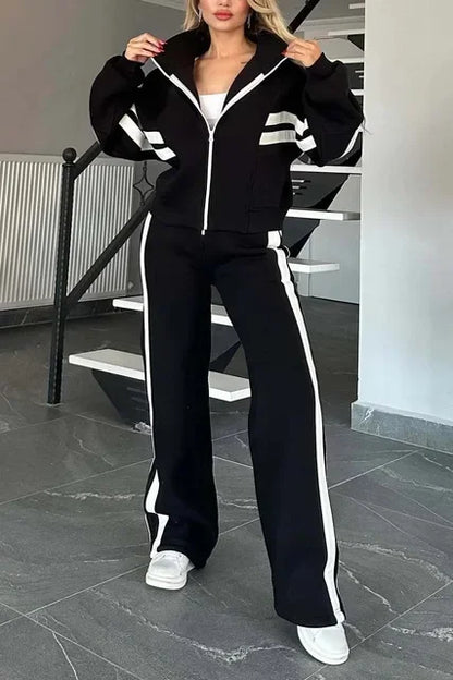 Striped Splice Women's Tracksuit - 2-Piece Set