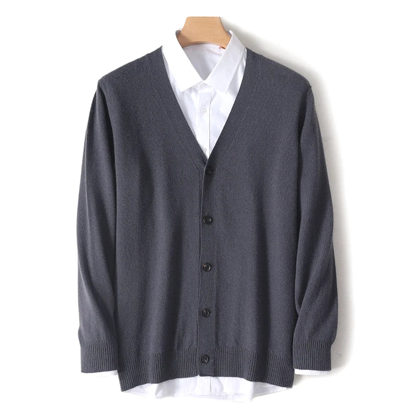 100% merino wool men's V-neck cashmere sweater