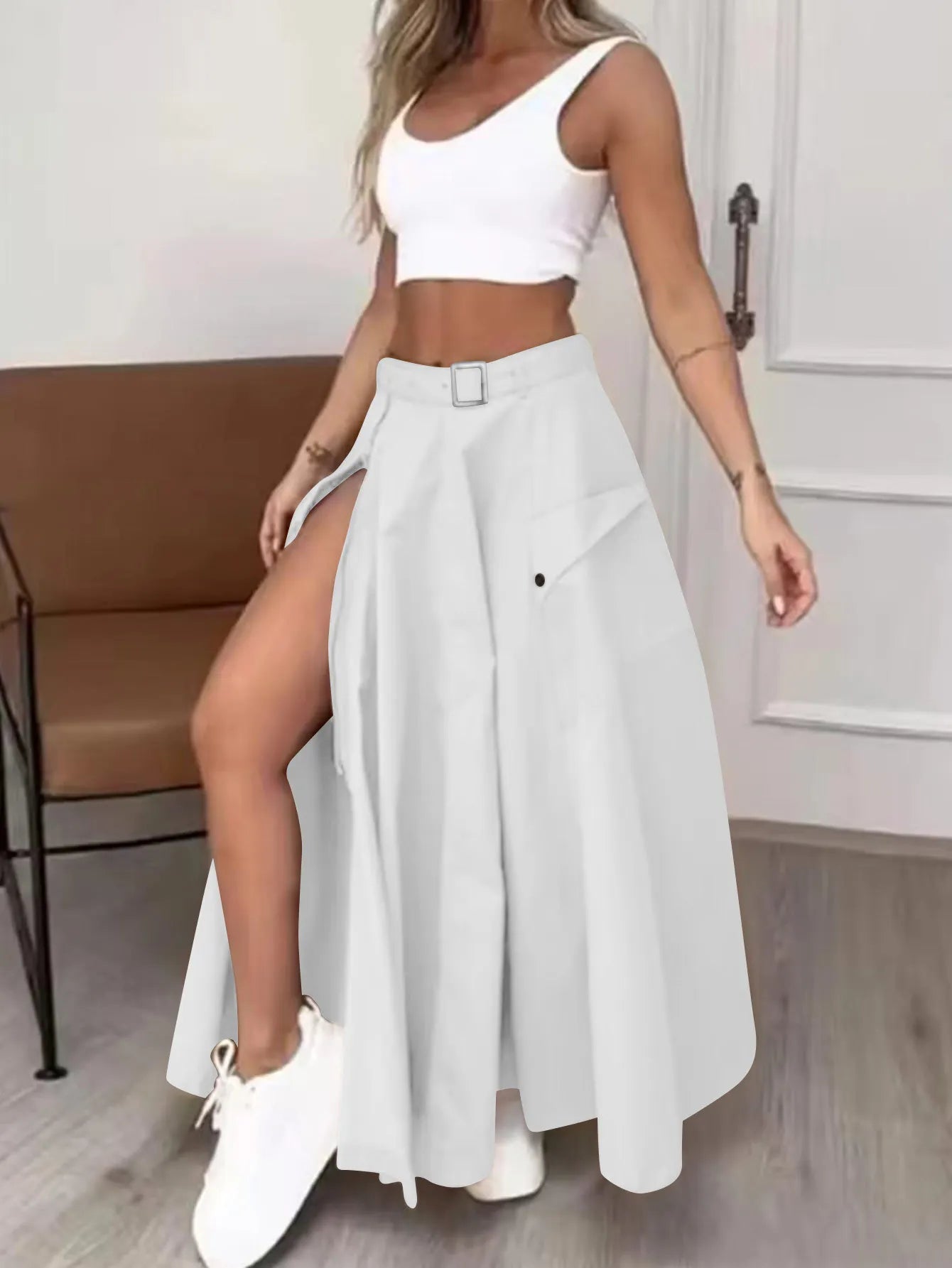 Zipper Pockets Long Skirt